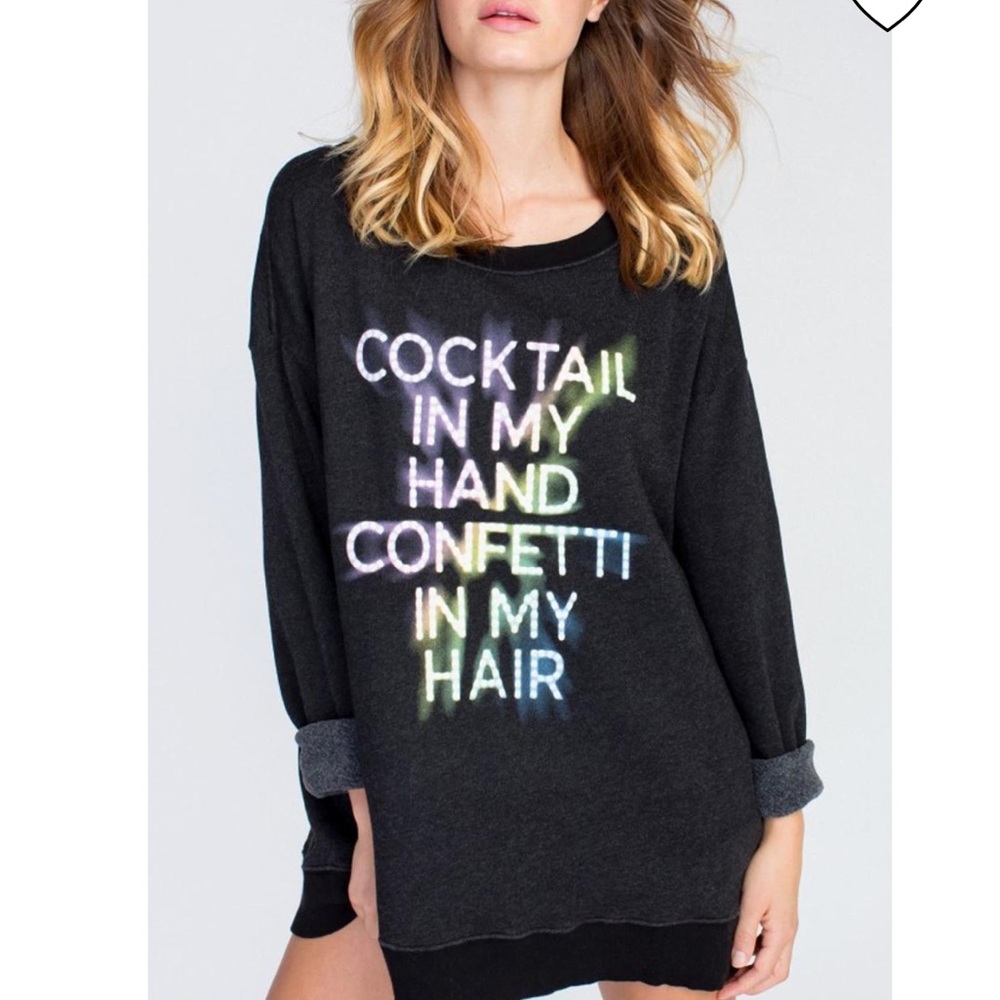 Wildfox Cocktails & Confetti roadtrip sweater Sz S